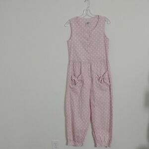 *RARE* Vintage Laura Ashley Pink Polka Dot Cottagecore Coquette Easter Jumpsuit